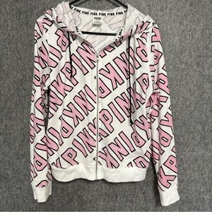 VICTORIA'S SECRET PINK GRAPHIC HOODIE FASHION SHOW FULL ZIP size L